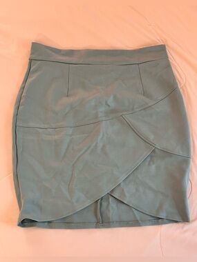 NWT Afibi Sage Green Faux Wrap Mini Pencil Skirt | Size L